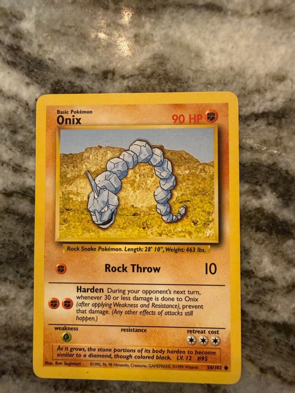 Pokemon Onix Card - Yellow Border